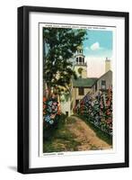 Nantucket, Massachusetts - Stone Alley View of South Tower and Town Clock-Lantern Press-Framed Art Print