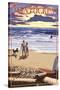 Nantucket, Massachusetts - Sunset Beach Scene-Lantern Press-Stretched Canvas