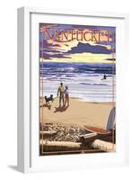 Nantucket, Massachusetts - Sunset Beach Scene-Lantern Press-Framed Art Print