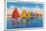Nantucket, Massachusetts - View of the Rainbow Sailboat Fleet-Lantern Press-Mounted Art Print