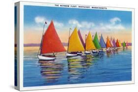 Nantucket, Massachusetts - View of the Rainbow Sailboat Fleet-Lantern Press-Stretched Canvas