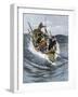 Nantucket Sleigh-Ride in Which a Longboat Is Pulled by a Harpoon Line Lodged in a Whale-null-Framed Giclee Print