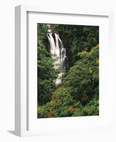 Nanue Falls, Alexandra Palms and African Tulip Trees, Hawaii, USA-Stuart Westmorland-Framed Photographic Print