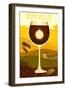 Napa Valley, California - Wine Glass and Vineyard-Lantern Press-Framed Art Print
