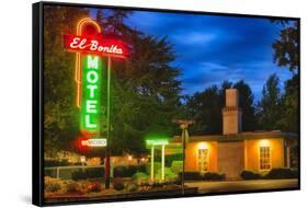Napa Valley Motel Neon Sign-George Oze-Framed Stretched Canvas