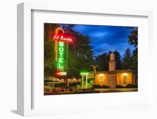 Napa Valley Motel Neon Sign-George Oze-Framed Photographic Print