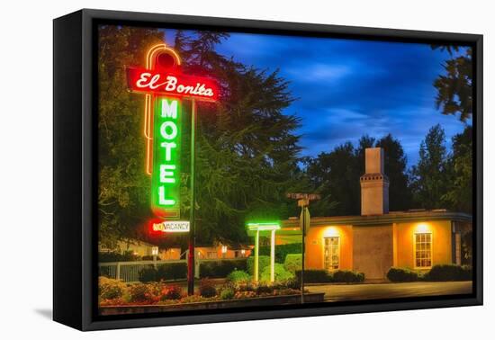 Napa Valley Motel Neon Sign-George Oze-Framed Stretched Canvas