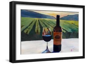 Napa Valley Wine Bottle with Red Wine-Markus Bleichner-Framed Art Print