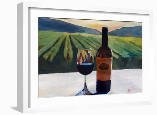 Napa Valley Wine Bottle with Red Wine-Markus Bleichner-Framed Art Print