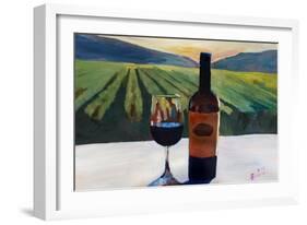 Napa Valley Wine Bottle with Red Wine-Markus Bleichner-Framed Art Print