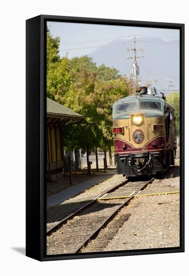 Napa Valley Wine Train in Train Station, California, USA-Cindy Miller Hopkins-Framed Stretched Canvas