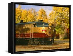 Napa Valley Wine Train Rolls through Rutherford, California, USA-John Alves-Framed Stretched Canvas