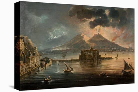 Naples at Night with Vesuvius Erupting-Pietro Antoniani-Stretched Canvas