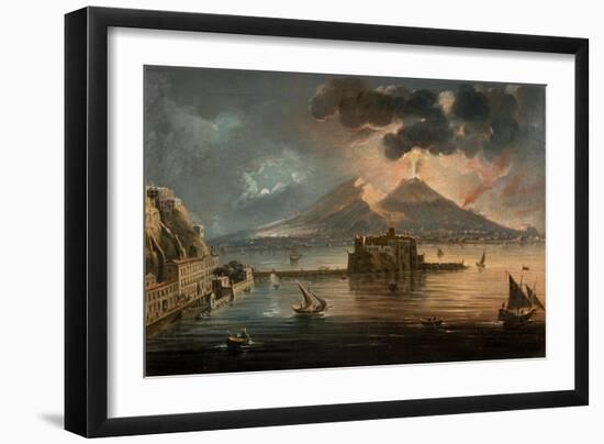 Naples at Night with Vesuvius Erupting-Pietro Antoniani-Framed Giclee Print