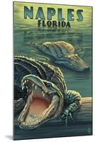 Naples, Florida - Alligators-Lantern Press-Mounted Art Print