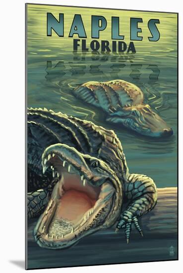 Naples, Florida - Alligators-Lantern Press-Mounted Art Print