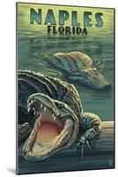 Naples, Florida - Alligators-Lantern Press-Mounted Art Print