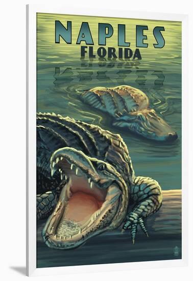 Naples, Florida - Alligators-Lantern Press-Framed Art Print