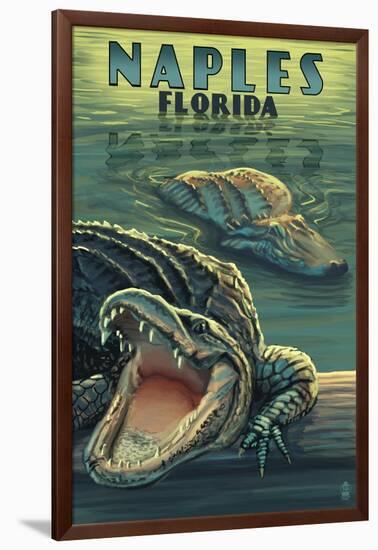 Naples, Florida - Alligators-Lantern Press-Framed Art Print