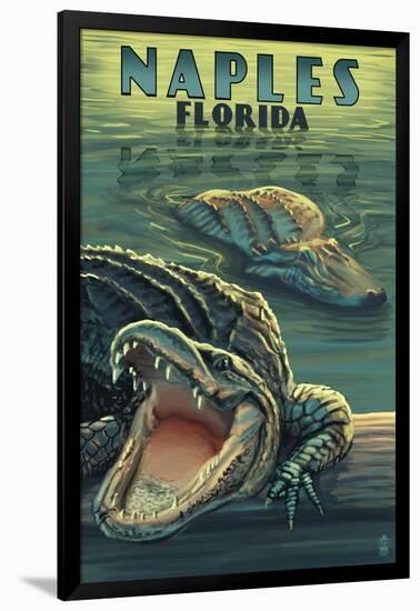 Naples, Florida - Alligators-Lantern Press-Framed Art Print