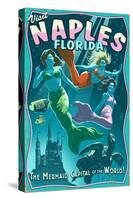 Naples, Florida - Live Mermaids-Lantern Press-Stretched Canvas