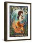 Naples, Florida - Mermaid-Lantern Press-Framed Art Print