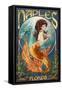 Naples, Florida - Mermaid-Lantern Press-Framed Stretched Canvas