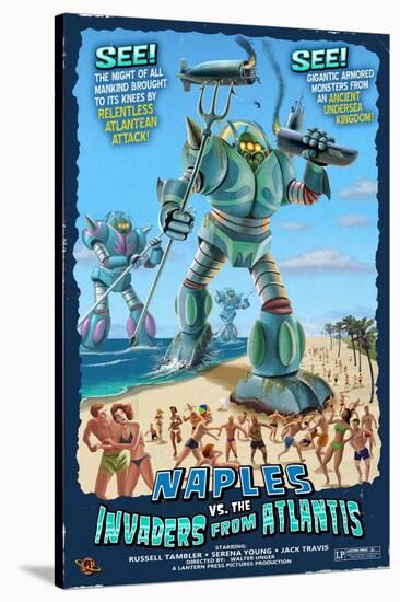 Naples, Florida - Naples vs. Atlantean Invaders-Lantern Press-Stretched Canvas