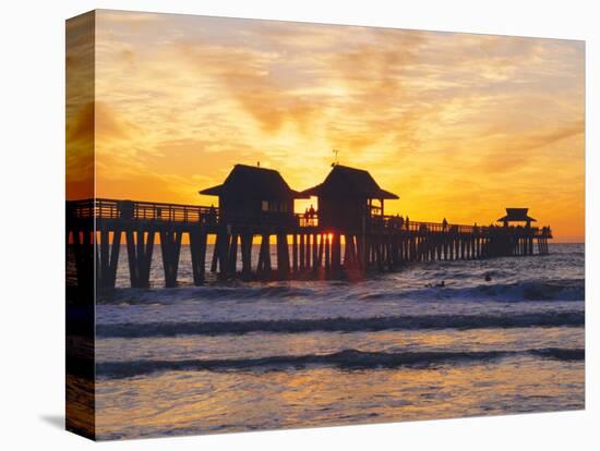 Naples, Florida, USA. People Gathered on the Pier at Sunset-Fraser Hall-Stretched Canvas