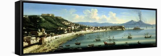 Naples, from the Heights of Posillipo with Vesuvius in the Distance, 1740-Tommaso Ruiz-Framed Stretched Canvas