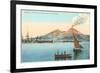 Naples Harbor with Smoking Vesuvius-null-Framed Art Print