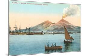 Naples Harbor with Smoking Vesuvius-null-Mounted Art Print