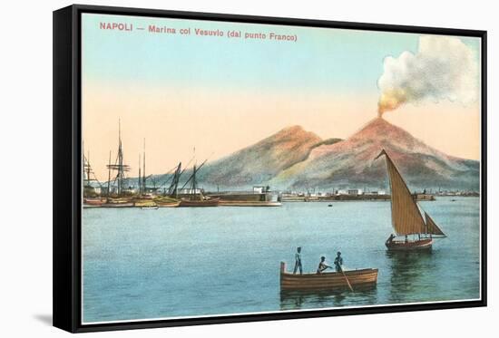 Naples Harbor with Smoking Vesuvius-null-Framed Stretched Canvas