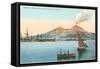 Naples Harbor with Smoking Vesuvius-null-Framed Stretched Canvas