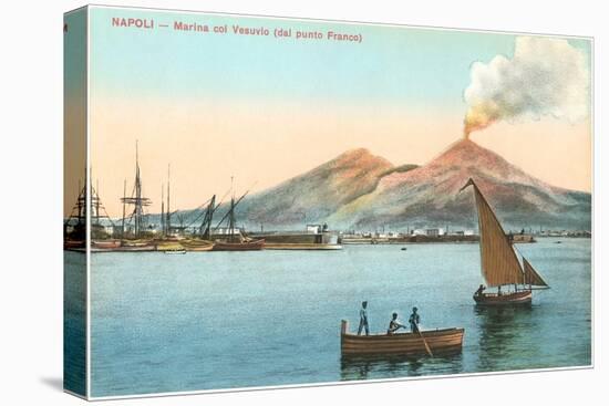 Naples Harbor with Smoking Vesuvius-null-Stretched Canvas