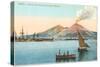 Naples Harbor with Smoking Vesuvius-null-Stretched Canvas