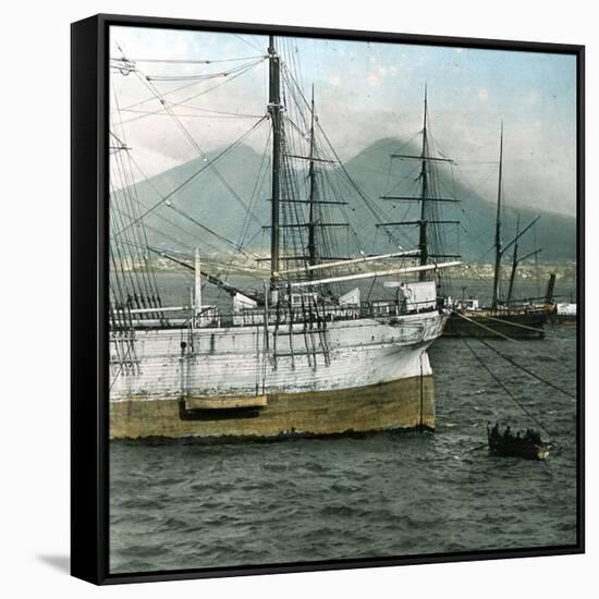 Naples (Italy), the Port and Vesuvius-Leon, Levy et Fils-Framed Stretched Canvas
