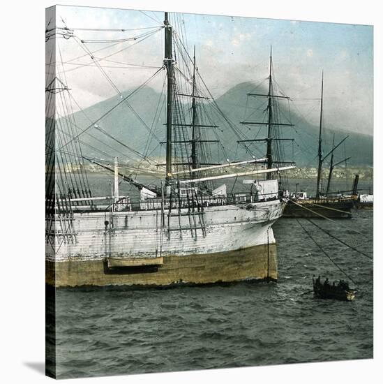 Naples (Italy), the Port and Vesuvius-Leon, Levy et Fils-Stretched Canvas