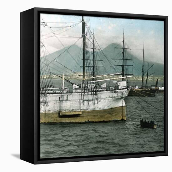 Naples (Italy), the Port and Vesuvius-Leon, Levy et Fils-Framed Stretched Canvas