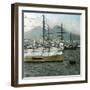 Naples (Italy), the Port and Vesuvius-Leon, Levy et Fils-Framed Photographic Print