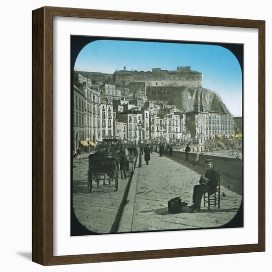 Naples (Italy), the Port of Santa Lucia, Circa 1890-Leon, Levy et Fils-Framed Photographic Print