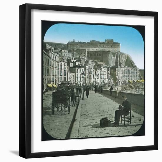 Naples (Italy), the Port of Santa Lucia, Circa 1890-Leon, Levy et Fils-Framed Premium Photographic Print