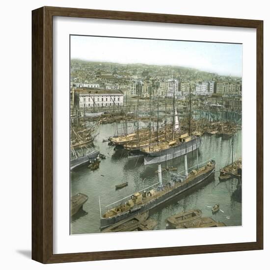 Naples (Italy), the Port Seen from the Lighthouse-Leon, Levy et Fils-Framed Photographic Print