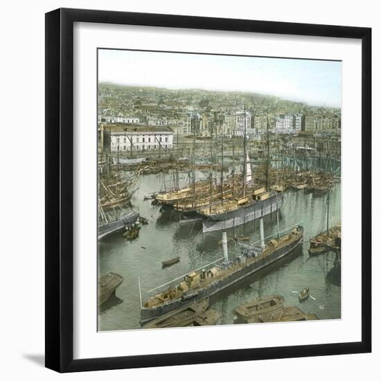 Naples (Italy), the Port Seen from the Lighthouse-Leon, Levy et Fils-Framed Photographic Print