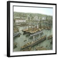 Naples (Italy), the Port Seen from the Lighthouse-Leon, Levy et Fils-Framed Photographic Print