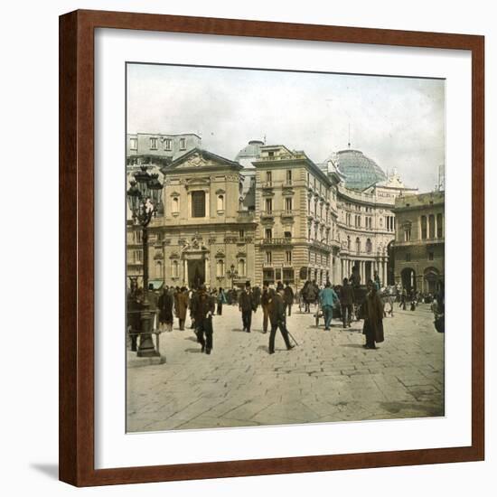 Naples (Italy), the Square and Saint Ferdinand's Church-Leon, Levy et Fils-Framed Photographic Print