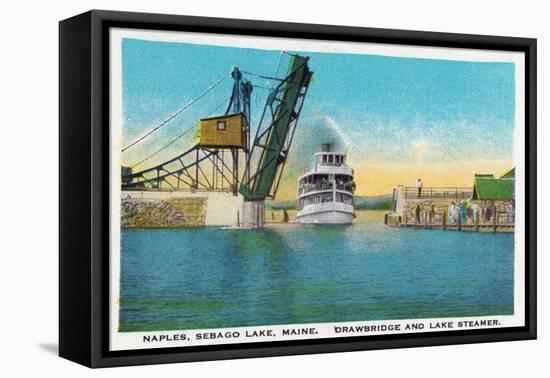 Naples, Maine, View of Sebago Lake, Drawbridge, and a Steamer-Lantern Press-Framed Stretched Canvas