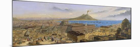Naples, Panoramic View with Piazza Del Plebiscito in Foreground-null-Mounted Premium Giclee Print
