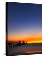 Naples Pier at Sunset with Crescent Moon, Jupiter and Venus-Frances Gallogly-Stretched Canvas