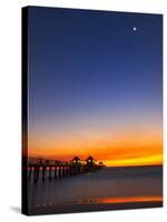 Naples Pier at Sunset with Crescent Moon, Jupiter and Venus-Frances Gallogly-Stretched Canvas